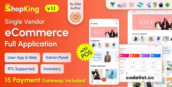 ShopKing version 11 An eCommerce Application integrated with Laravel Website