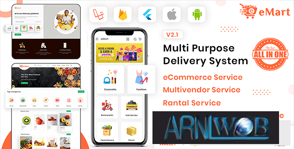 All in One Multi Vendor App and Website for Food Delivery eCommerce Parcel