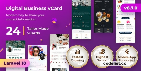 VCard SaaS 890 Ultimate Digital Business Card Builder with Mobile