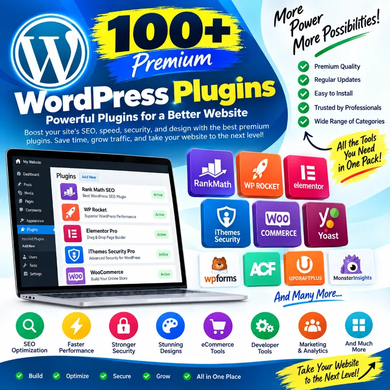 100+ Premium WordPress Plugins for SEO, speed, security and website design
