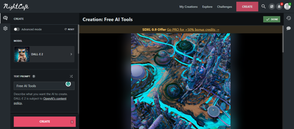 NightCafe - Free AI Tool