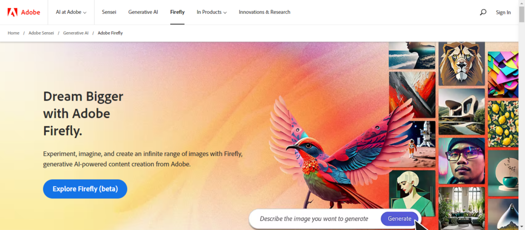 Adobe Firefly - Free AAI tool