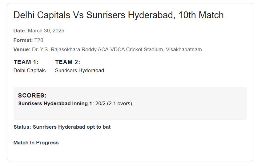 Custom Code to Display Live Cricket Scores on WordPress Via API