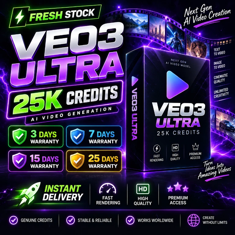 Veo3 Ultra 25K Credits for AI video generation